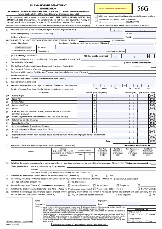 Form IR56G Sample